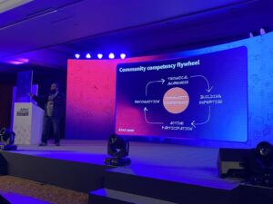 We made a point at the #AWSCommunityAPAC Summit to mix technical content with best practices for people who run developer communities. Faz is sharing his flywheel for building technical competencies in user groups. https://t.co/lhfXQuYZa9