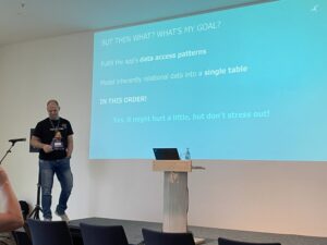 Really great session from @danbdo on @dynamodb single table modeling. I learned heaps, and he brought in some great best practices from @houlihan_rick and @alexbdebrie. #AWSCommunityDay @AWSCommunityDE https://t.co/GyIL0XubDc