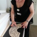 RT @KnitGuildNSW: Jen displaying a beautiful example of 150yr old, Bobbin lace & Point de Gaze needle lace. http://t.co/NawaCxesVP #knitcamp