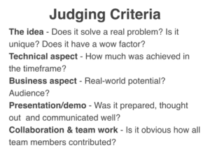 Attention #SheHacks2015: Here's the slide with the judging criteria! http://t.co/vwA6UcPVlw