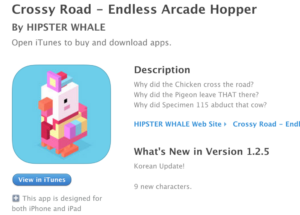 CrossyRoad's latest update has KOREAN STUFF? Excellent! http://t.co/FyXKs16XcY