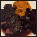 Sous vide kangaroo steak, pumpkin mash, and beetroot. Very tasty experiment! http://t.co/ZKOZRtwBdQ http://t.co/lHEBhsZW6x