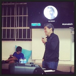 The great @guykawasaki kicking off tonight's #canvatech event! http://t.co/EVJY7jgwyE http://t.co/geisEYWo2F