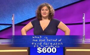 'Jeopardy!' contestant pranks Alex Trebek, makes him say 'Turd Ferguson' http://t.co/XzsnpXkCSW HA! http://t.co/YOGkyCBARu