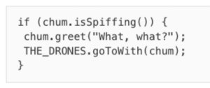 Told the Snook I’m going to Classy Coding this weekend & he responded with brilliant Wodehouse-inspired pseudocode. http://t.co/GXorsYT9hH