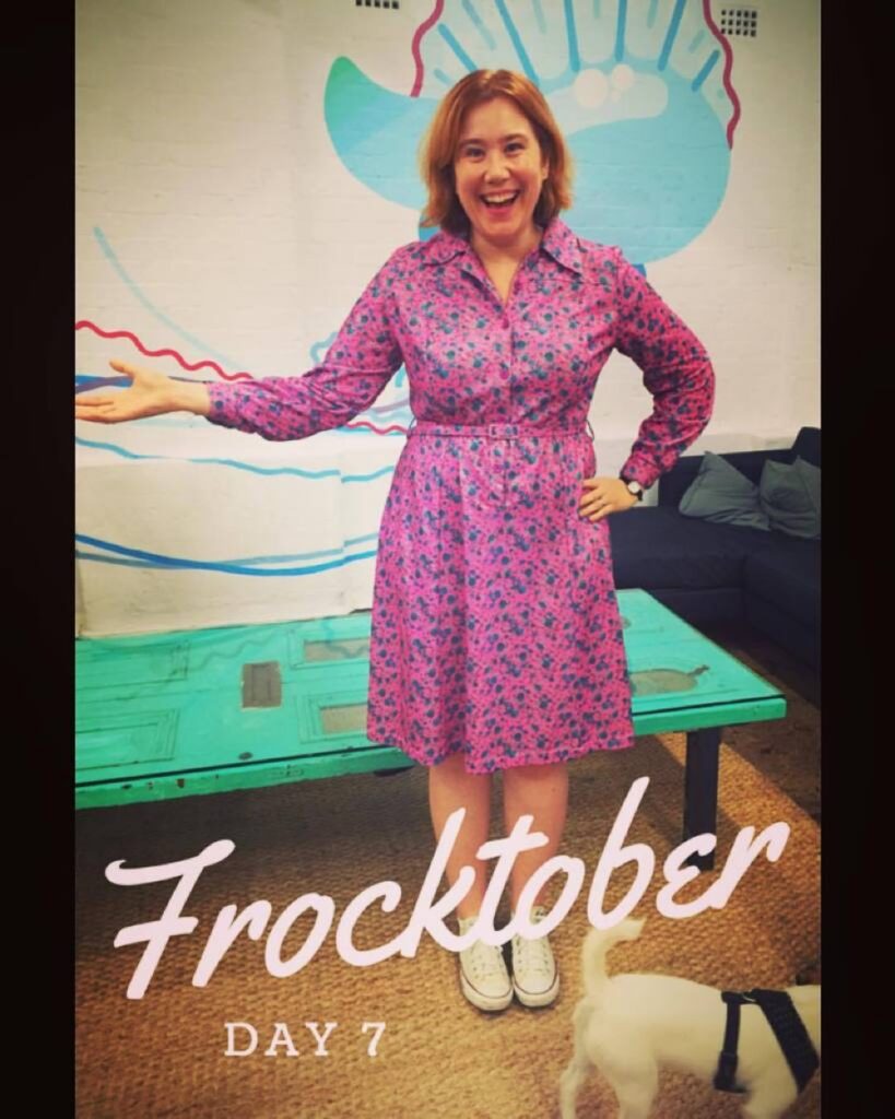 #frocktober day 7: rocking a crazy pink Op Shop classic! (Cameo by Maya, the @canva office… http://t.co/1VsIuUfDe8 http://t.co/aTxaSdhsz3