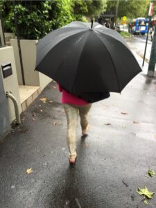 On the street in the rain in Surry Hills: giant anti-social golf umbrella + bare feet. Ugh. https://t.co/rBttS3GiXJ