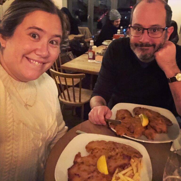 The faces of two people who asked Google, “Where is the best schnitzel in Munich?” 😍