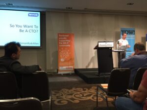 Daring @simonraikallen to convince me I want to be a CTO. #yowwest16 https://t.co/WxXXxfWXMg