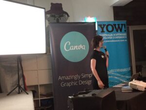 Nice crowd for @noopkat's #yownight talk on combining art and tech. @yow_oz @canva https://t.co/TPTQxzFzHC