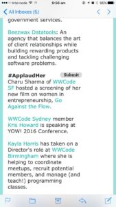 Bucket list achievement: get mentioned in the Women Who Code newsletter! @WWCSyd @GGDSydney [WW]CODE Review : https://t.co/qwRuIePYu8 https://t.co/VtdWtfsyke