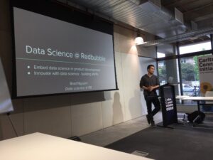 Brad from @redbubble talking about how RB uses experimentation and data to validate their product ideas! #pythoncharmers https://t.co/j3AUuCZm9E