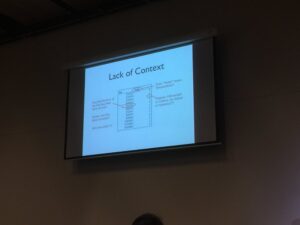 Just publishing data in a CSV isn’t enough. There’s a lot of missing context. @BernHyland #yow16 https://t.co/H5p6WYj09g