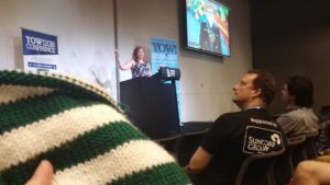 RT @lexy_jane: Knitting with @web_goddess at Knit One, Compute One. #yow16 https://t.co/6MX38mntMx