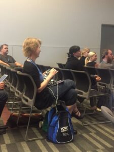 RT @ewebber: Live knitting at the knitting talk @web_goddess #yow16 https://t.co/FeZe2MCVR3