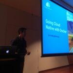 Very full in the Blue room for @IanDCrosby’s talk on Going Cloud Native with Docker! #yow16 (cameo by @notsolonecoder) https://t.co/WJRp0zvX7d