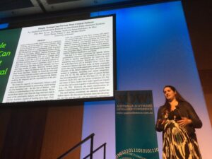 Love emphasis on academic papers & research from speakers like @caitie and @randommood. As @unclebobmartin said: don’t stop learning! #yow16 https://t.co/DFKjaw1TFV