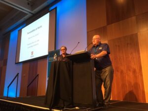 Watching as @daveathomas introduces @DrBrianRLittle for the third and final time at #yow16! You’re all going to love this. 😁 https://t.co/H07m1JWm2H