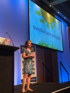 Love that @jessitron is colour-coordinated with her slides! Excited to learn about Elm. #yow16 https://t.co/yr7CgxdBed