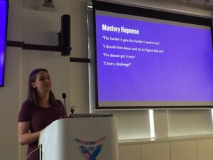 2nd talk is @notsolonecoder talking about how people respond to setbacks and challenges. Helpless response vs Mastery response. #ggdsyd https://t.co/S9riOBKbJc