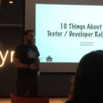 Excited to hear the @FriendlyTester’s talk tonight. (That @ministryoftest shirt is pretty damn cool.) https://t.co/uJVFtkyynS