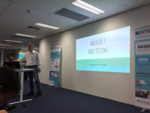 Fantastic - Ken’s giving his second ever talk on running unit tests in Angular 2. He’s doing great! #ngsydney https://t.co/9eWHcaeo2N