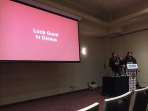 Advance from @desplesda for making games at hackathons is pretty applicable to *all* hackathon projects. #lca2017 https://t.co/wf84nudPsf