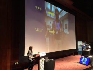 Yay, @GGDSydney’s own @notsolonecoder presenting a ⚡️ talk on NCSS. #lca2017 https://t.co/cPnBcZwrbn