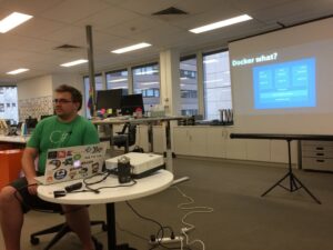 Stand back - @sir_tilbrook is talking about Docker! #altnetsyd https://t.co/p46NMPrIQi