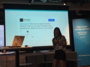 The amazing @georgiecel, fresh from her triumphant @localhostAU appearance in WA, is talking to us about blogging. #GGDSyd https://t.co/fOMOlbUBho