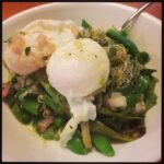 Salad with Sugar Snap Peas, Asparagus, Sprouts, and Poached Eggs. (Good, but used so. many. pots!) https://t.co/vUkzhh7i46 https://t.co/dnStSqooKT