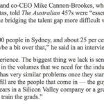 RT @swan_legend: Roughly 25 per cent of Atlassian’s 1000 Australian staff are on 457 visas https://t.co/Pz3663yHbT https://t.co/5NUGFAEHrO