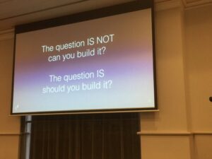 The question for startups is not CAN you build it, but SHOULD you. Now why does that advice feel familiar… 😂 @AshleyAitken #yowwest https://t.co/Hvrn7WCYjs