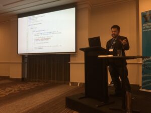 Not just theory - @philiplaureano is showing (dummy) code examples of how Domain achieved consistency in clickstream event data. #yowwest https://t.co/iM6YmV5IRZ