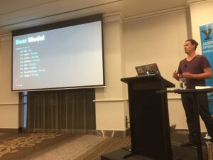 Rob Ciolli knows his audience - using a Beer example in his talk about Rx in the Real World! #yowwest 🍺 https://t.co/Eppbv31bNx