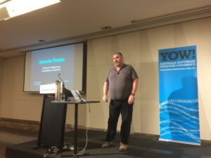 Gutted to miss @glasnt’s excellent talk, but so excited for @darthted to share his remote team wisdom! #yowwest https://t.co/c3YJIyf1Hh