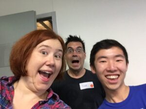 #nodegirls mentor selfie with @gilmae and Danny! @NodeGirlsSydney (I take the least flattering pics of myself.) https://t.co/XPh4jrDyxL