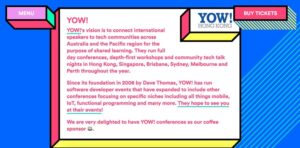 Excited to attend https://t.co/AqdnfxyX0w next week on behalf of @yow_conf as an official sponsor! 🎉💃 https://t.co/1D8yoAqcDp