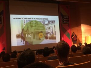 UX design is all about caring for the overall user experience - beyond just screen they’re interacting with. #webconfasia @FractalStories https://t.co/sQHBT3kDVG