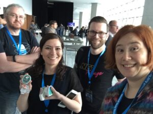 DevRel sticker swap selfie. #MSBuildTour @forloop @cloudyopspoet @azadehkhojandi https://t.co/gddlz3kqQ6