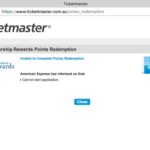 Trying to use @AmericanExpress Rewards Points for @Ticketmaster_AU purchase and just getting error. Frustrating. Bad customer experience. https://t.co/8AlIUTqUjq