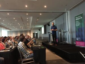 Morning #dddperth keynote - @gojkoadzic straight from @yow_conf Singapore! https://t.co/qqbzUuZdTR