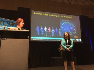 Morning keynote! Learning about big data and genomics from @lynnlangit and @allPowerde. (10% of ppl hate coriander? Poor things!) #YOWData https://t.co/iMB1ONYRsT