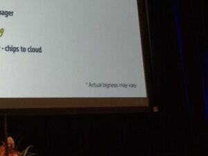 Next up is @yow_conf veteran @unixbigot telling us about IoT and data at scale. (I liked the footnote in his intro.) 😂 #YOWData https://t.co/OyqDneWVAh