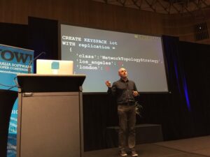 Protip for tech speakers: use GIANT text for code like @aaronmorton. Everyone in audience can read it easily. 👏 #YOWData https://t.co/EiNbXW7z6k