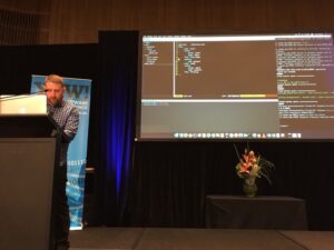 Live coding! @YRodenski is giving us a demo of using Apache Amaterasu to deploy a data pipeline. #YOWData https://t.co/BARGzeWRtV