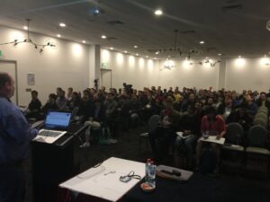 View of the big crowd from the front at #YOWconnected as @smithcdau runs through today’s speakers! https://t.co/6VNiSeyWBG