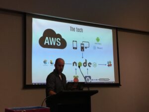 Code, architecture diagrams, and an actual DIORAMA. See? It’s not just scatalogical puns. This is a serious tech talk. #YOWConnected https://t.co/aCmJnTjYvd