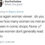 RT @mollyjane_k: rt if you’re a woman who generally reads comics like if you’ve met and or seen women in comic shops https://t.co/jIS22X7Ebo