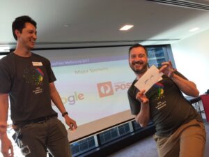 Massive congrats to @andrew_ke11y for winning the grand prize @yow_conf ticket! #DevFest17 https://t.co/83GIr9iqQg